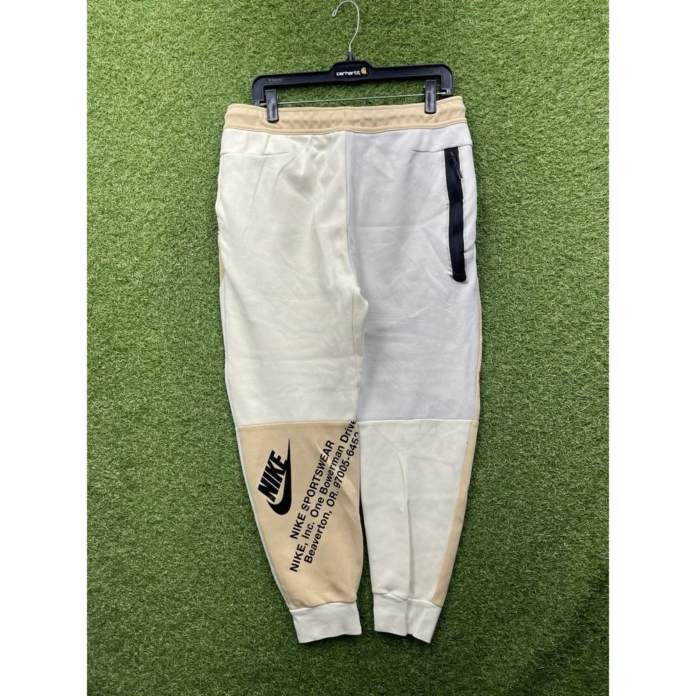 Nike Tech Fleece Sweatpants Mens Large Joggers Colorblock y2k Spellout Tapered